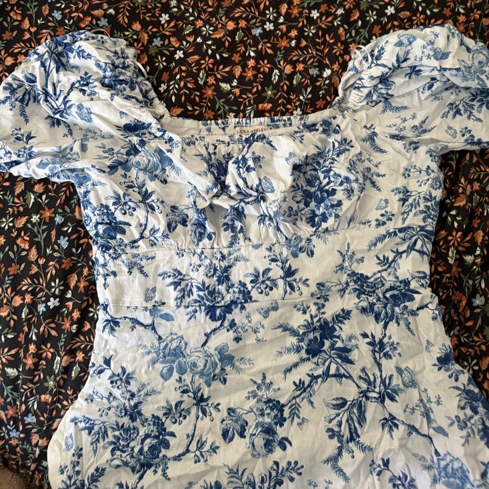 Laura Ashley Blue and White Floral Dress